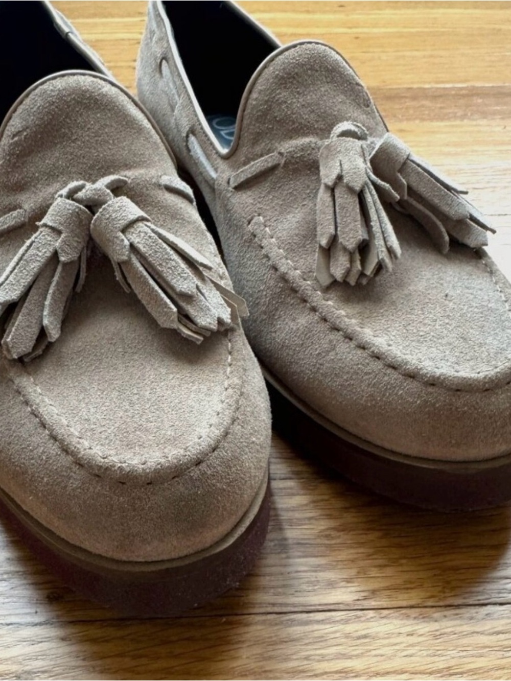 Tod's Beige Suede Tassel Loafers